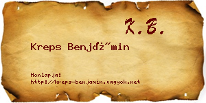 Kreps Benjámin névjegykártya